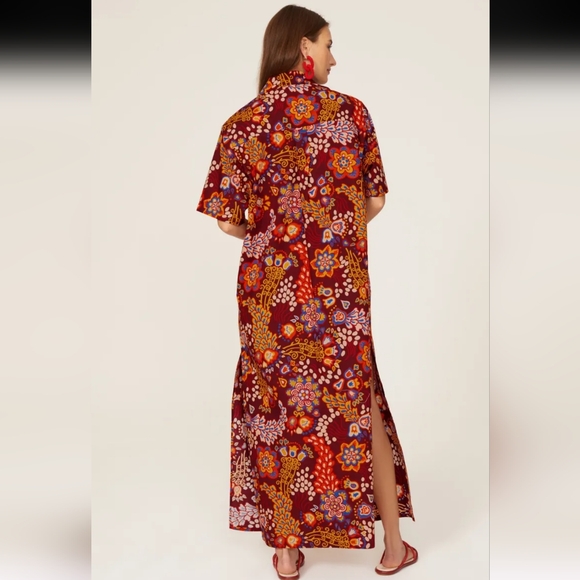 La DoubleJ Bowling Floral Maxi Dress Size XS Burgundy - Picture 3 of 10